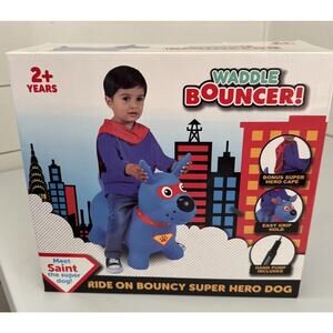 Blue Super Dog Waddle Bouncer Ride Toy Bouncing Ball W/Pump NEW